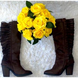 Dark brown heel boots